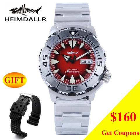 HEIMDALLR-Reloj Automático Monster NH36A para hombre, relojes mecánicos, de pulsera Vintage de zafiro, C3, luminoso, de buzo, 200M ► Foto 1/6