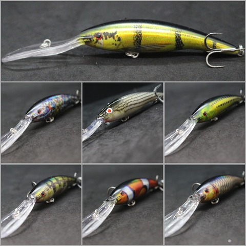 WLure 14g 13 cm de profundo buceo flotante Jerkbait realista pintura cuchilla de corte ganchos agudos Minnow Señuelos de Pesca HM758 ► Foto 1/6