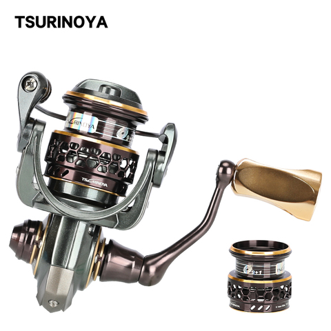 TSURINOYA-carretes dobles giratorios para pesca, carrete de arrastre ultraligero, rueda de trucha BFS de agua salada, cebo de anzuelo, finura, JAGUAR 500, 166g, 4kg ► Foto 1/6