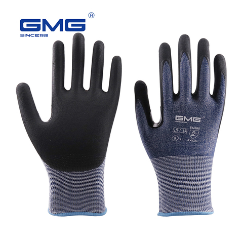 Guantes anticortes para el trabajo, guantes mecánicos de seguridad, anticortes, finos, azules, con certificado CE, 3 pares ► Foto 1/6