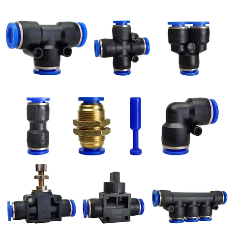 Conector neumático de tubo, accesorios rápidos de aire, acoplador de manguera de empuje de agua de 4mm, 6mm, 8mm, 10mm, 12mm, 14mm, PU PY PK, 1 Uds. ► Foto 1/6