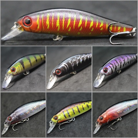 WLure-señuelo de pesca para pececillos, 9g, 8cm, 0,5 metros de profundidad, 9 colores a elegir, 2 ganchos de níquel negro #8, ojos duros 3D, M606 ► Foto 1/6