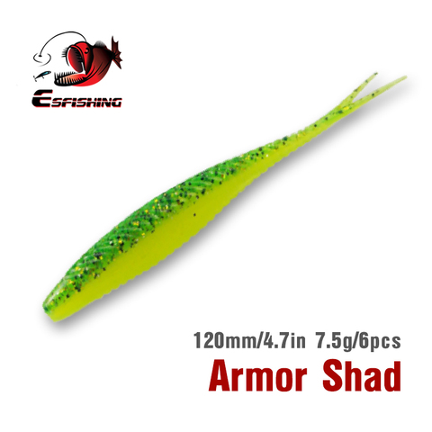 KESFISHING-señuelo de pesca armadura Shad 120mm 6 uds. Cebos blandos aparejo de pesca de Lucio carpa pesca plantilla lenta señuelos para pesca ► Foto 1/6