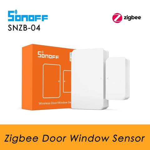 SONOFF Zigbee Sensor de puerta SNZB 04 inalámbrico inteligente Sensor de ventana de puerta trabajar con SONOFF Zigbee puente Centro de puerta de seguridad ► Foto 1/6