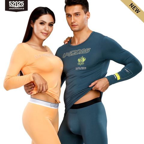 Ropa interior térmica para hombre y mujer, ropa interior térmica de Modal de primera calidad, largo de moda, prendas de vestir frontales, suaves y cómodos, 52025 ► Foto 1/5