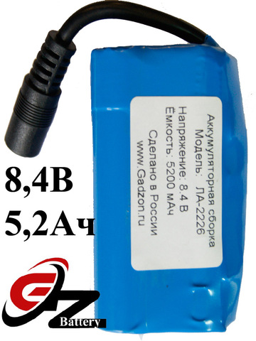 Batería de 7,4 v, 5200 mAh, 10A, BMS, conector de 5,5x2,1mm, potencia de emergencia 2s2p, CCTV, para barco de cebo de pesca d13, triton, katran, t168, t188, t588, d18, flytec ► Foto 1/4