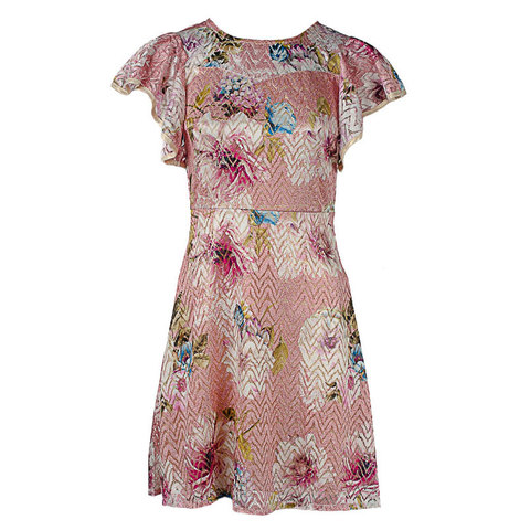 Vestido de verano de encaje con estampado floral, sexy, Manga mariposa informal, patinador, 250520 ► Foto 1/6