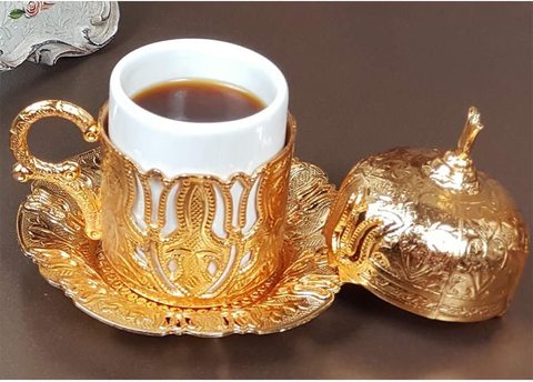 Taza de café Espresso y platillo con tapa de mango, porcelana interna para servir a Espresso turco, griego, marroquí y árabe, 12 colores ► Foto 1/6