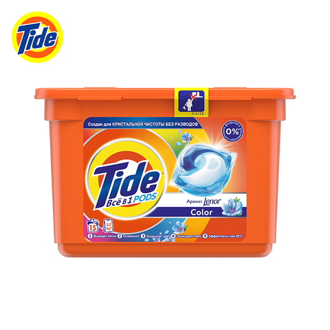 Tide-cápsulas todo en 1 para lavado, 15 cápsulas de lavado, productos de limpieza en polvo, gel para lavar en polvo, cápsulas de gel para lavado en cápsulas, polvo líquido en polvo ► Foto 1/5