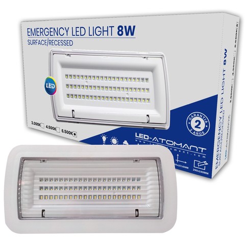 LED ATOMANT® Luz de Emergencia LED estanca IP65 superficie 450LM 2 Horas de Autonomía 6500K Impermeable a++ iluminación luces ► Foto 1/6