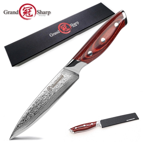 GRANDSHARP-cuchillo de utilidad de 5 pulgadas, 67 capas, japonés Damasco, acero inoxidable, VG-10, utensilios de cocina, Chef, Damasco ► Foto 1/6