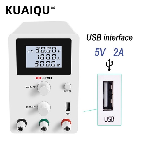 Fuente de alimentación CC de 30V y 10A, minifuente de alimentación de laboratorio con pantalla digital ajustable, regulador de voltaje de 60V, 5A, 120V3A para reparación de teléfonos ► Foto 1/6