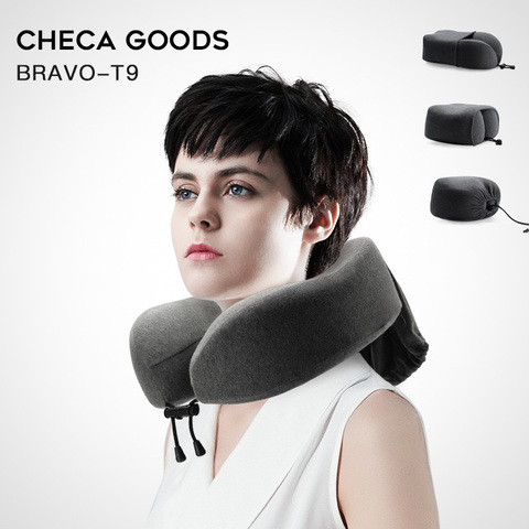 CHECA GOODS-Cojín cervical para viajes, collarín con relleno de espuma con memoria, almohada de descanso en forma de U para el cuello con funda lavable y transpirable, perfecto para el avión ► Foto 1/5