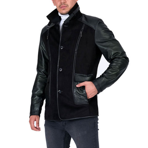 Abrigo de invierno de cuero para hombre, abrigo de ante cubierto, original, cuello alto, calidad turca, nueva temporada ► Foto 1/3