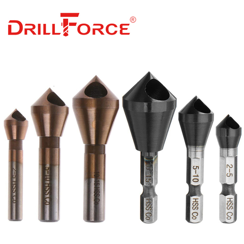 Drillforce herramientas brocas taladro HSSCO M35 cobalto desbarbado de 90 grados chaflán Biseladora Tipo de agujero cortador de (2-5 5-10-15) ► Foto 1/6