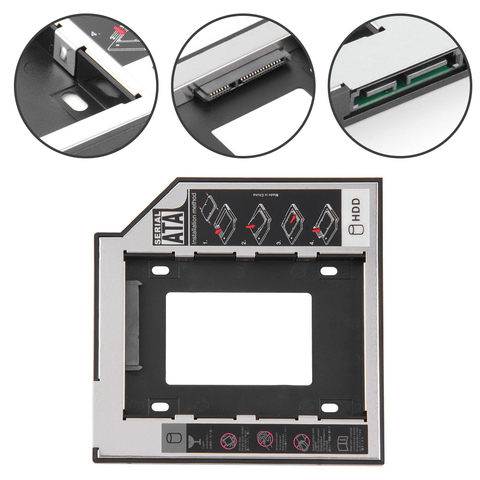 12,7mm 2nd HDD Caddy de aluminio Optibay SATA 3,0 caja de la unidad de disco duro carcasa DVD adaptador 2,5 SSD 2TB para portátil CD-ROM ► Foto 1/6