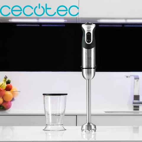 Cecotec Powerful Titanium 1000 Batidora de Mano 1000W con Pie XL Extralargo para Uso Más Cómodo Acero Inoxidable 21 Velocidades y Función Turbo Cuchilla de 4 Hojas Pica Hielo Incluye Vaso con Capacidad 500ml ► Foto 1/6