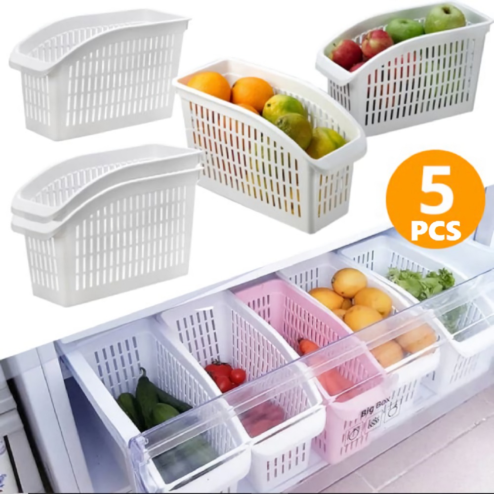 Organizador para refrigerador de cocina, contenedor de plástico hueco, caja de almacenamiento ajustable, cajón, Ahorrador de espacio, conservación de alimentos, contiene 5 uds. ► Foto 1/6