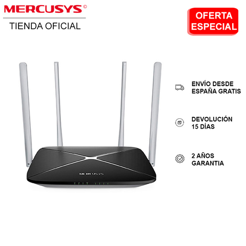 Router WiFi MERCUSYS AC12, velocidad rápida, doble banda AC 1200Mbps, 2.4GHz (300Mbps) y 5GHz (867Mbps), 4 antenas 5dBi ► Foto 1/6