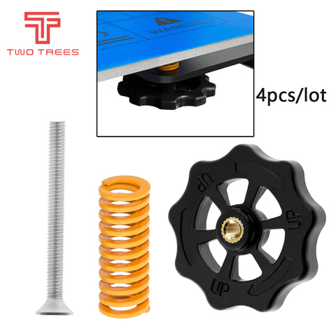 Resorte de tuerca de nivelación automática giro de mano grande de repuesto, kit de tornillos M4 para impresora 3D Creality CR-10 CR-10S Mini Ender-3, 4 Uds. ► Foto 1/6