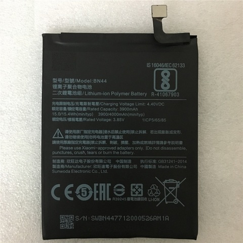 Batería de teléfono de 4000 mAh BN44 para Xiaomi Redmi 5 Plus baterías recargables de alta calidad ► Foto 1/1