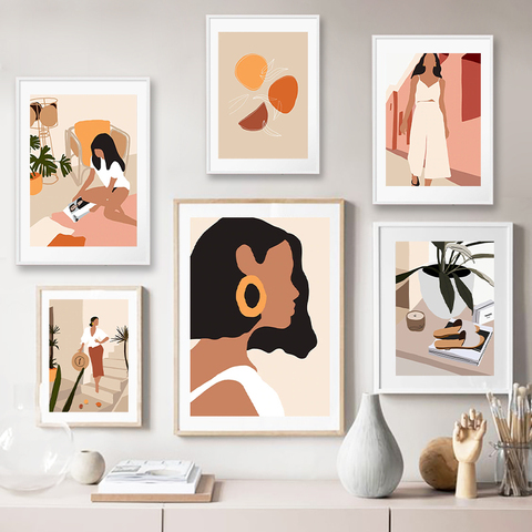 Carteles nórdicos de moda abstracta para niña, cuadro sobre lienzo para pared minimalista, imágenes para decoración para sala de estar ► Foto 1/6