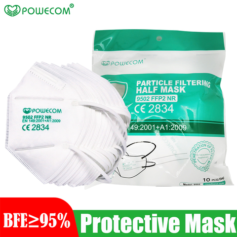 Powecom-mascarilla FFP2 con filtración del 95%, máscara bucal a prueba de polvo, con filtración del ► Foto 1/6