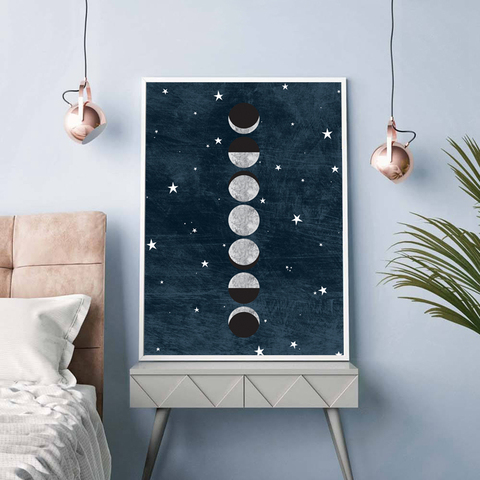 Póster de ciclo de la Luna, impresión artística, cuadro sobre lienzo para pared de fase Lunar, imagen de pared, estudio, decoración para sala de estar ► Foto 1/6