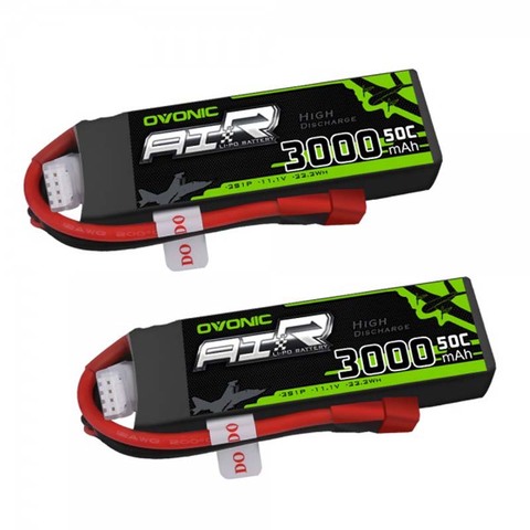 OVONIC-paquete de baterías LiPo 3S 50C, 11,1 V, 3000mAh, con enchufe decanos T para avión, camión, avión, helicóptero, 2 uds. ► Foto 1/6