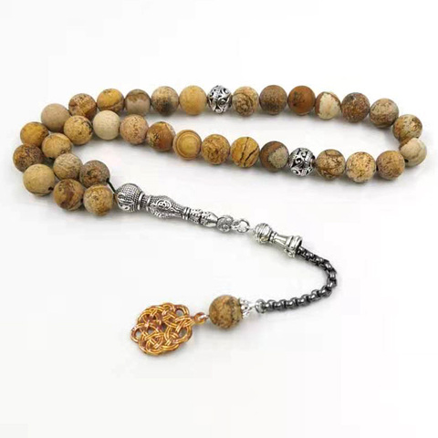 Piedra Natural jaspes tasbih pulseras para musulmanes regalo misbaha cuentas de oración joyería con diseño islámico arabia Saudita accesorios de moda ► Foto 1/6