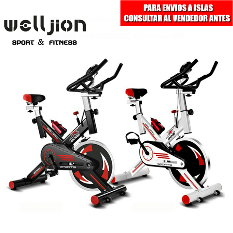 BICICLETA ESTÁTICA SPINNING AJUSTABLE COLOR NEGRA Y BLANCA 706 ► Foto 1/5