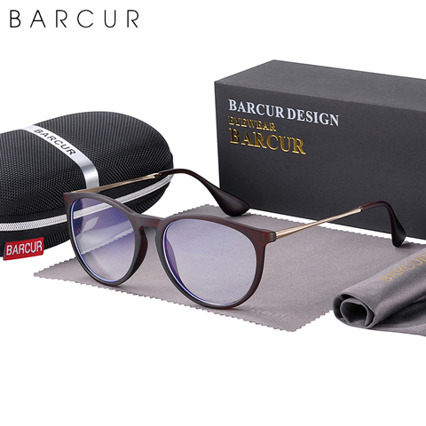 BARCUR-Montura de gafas de ordenador para hombre y mujer, lentes con luz azul, estilo de tendencia, lectura óptica de marca ► Foto 1/6