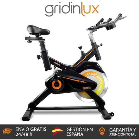 gridinlux.Trainer ALPINE. Bicicleta Spinning Bike estática ejercicio Indoor. Volante 15 kg. Pulsómetro. Registro Actividad. ► Foto 1/6