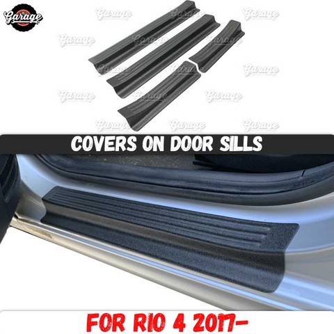 Cubiertas protectoras para umbral de puerta de Kia Rio 4 2017, almohadillas de plástico ABS, accesorios, placas protectoras para rayones, ajuste de estilo de coche ► Foto 1/6