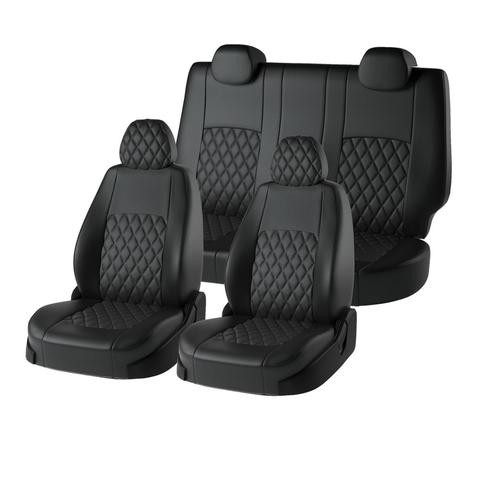 Fundas de cuero ecológico para Volkswagen Polo, cubiertas de asiento hechas de cuero ecológico, modelos de Turín rombos, talla trasera, 2009-2022 GV ► Foto 1/5