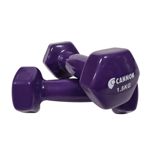 CANNON Juego Pesas Vinilo. 0,5 a 5Kg Set Mancuernas de gimnasio, musculación y entrenamiento, Material de fitness hombre y mujer ► Foto 1/5