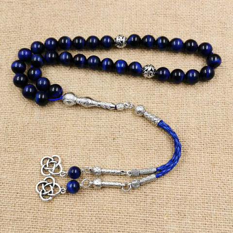 Natural Ojo de Tigre azul Tasbih todo es nuevo hombre musulmán pulseras, regalo de Eid misbaha accesorios 33 66 99 cuentas de oración de la joyería ► Foto 1/6