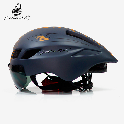 Casco de bicicleta para hombre, Casco de Ciclismo para carretera, bicicleta de montaña, triatlón tt, Casco de Ciclismo, gafas de lente, equipo de capacete, bicicleta ► Foto 1/6