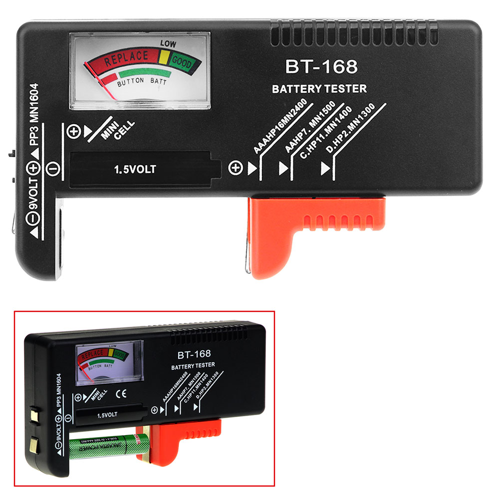 Medidor de carga universal para pilas, con código de color, indicador de  voltaje, comprobador de potencia, para pilas AA/AAA/C/D/9V/1.5V, BT-168 -  AliExpress