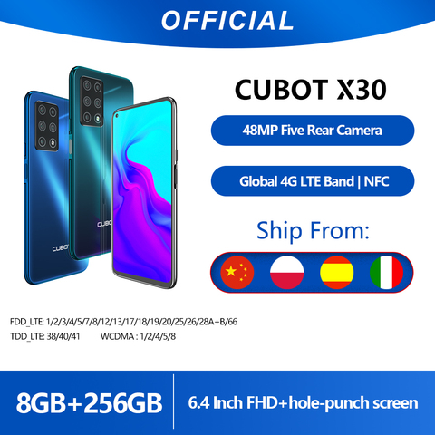 Cubot X30 Smartphone 48MP cinco Cámara 32MP Selfie 6 + 128GB/8GB + 256GB NFC 4200mAh batería 6,4 