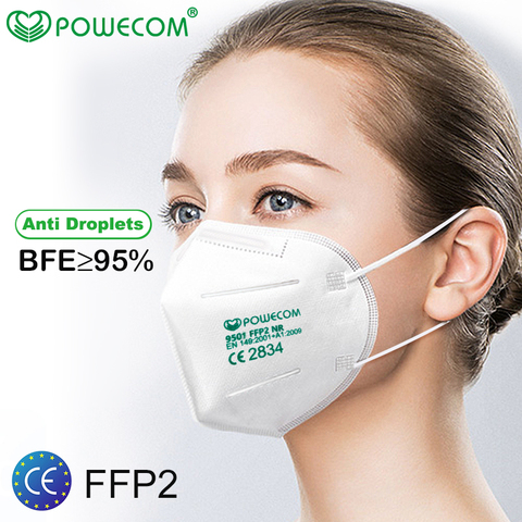 ¡En Stock! Powecom-mascarilla facial FFP2 no desechable, protector de boca, antipolvo, de seguridad, 50 Uds. ► Foto 1/6