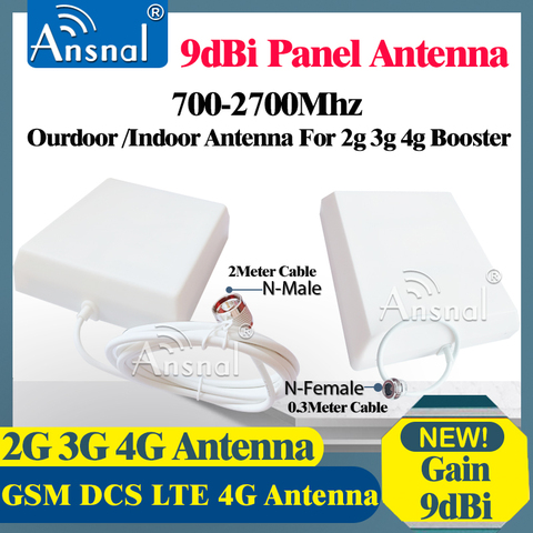 Antena GSM de 700-2700Mhz, 2G, 3G, 4G, 9dBi, Panel interior, exterior, 2m/0,3 m, cable para amplificador de celular ► Foto 1/5