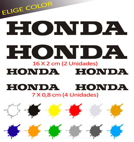 Kit De 6 Pegatinas De Vinilo Troqueladas Sin Fondo Compatibles Con HONDA 12 Colores a Elegir ► Foto 1/2