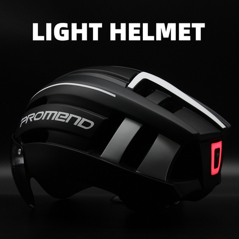 Casco de bicicleta PROMEND, luz LED, recargable e integrado, moldeado, casco de ciclismo, Casco de Bicicleta de carretera de montaña, sombrero deportivo seguro para hombre ► Foto 1/6