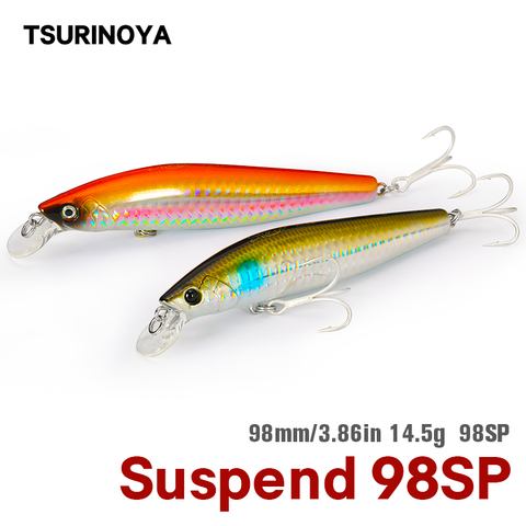 TSURINOYA-señuelo de pesca suspendido Minnow DW86, sistema de peso de tungsteno, cebos de manivela de 98mm, 14,5g, señuelos artificiales, suspensión de cebos duros ► Foto 1/6