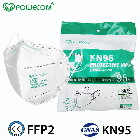 POWECOM KN95 máscaras Anti polvo reutilizable cara máscara transpirable máscara protectora máscara de mufla para la boca 5 95% respirador de filtro de máscaras ► Foto 1/6