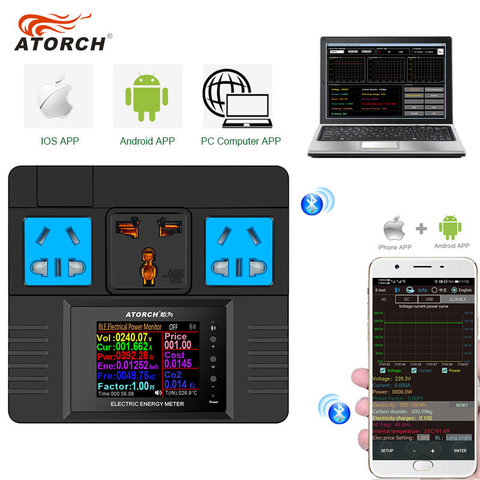 ATORCH-Medidor de electricidad AC85-265V, Control inteligente, pantalla Digital programable, enchufes domésticos, Monitor Detector de potencia creativo ► Foto 1/6