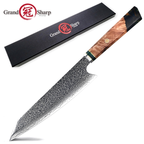 Cuchillo de Chef VG10 de acero damasco, utensilio de cocina japonés de 67 capas, acero inoxidable, para Sushi, rebanador, nuevo ► Foto 1/6