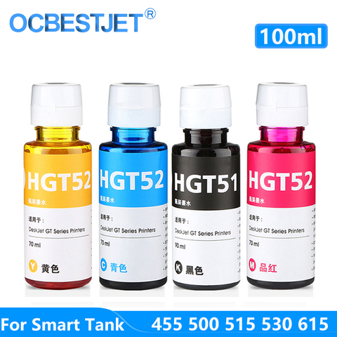 Botella de tinta de recarga mejorada para impresora de inyección de tinta HP Smart Tank GT51, 100ML, 450, 455, 500, 510, 515, 516, 519, 530, 610, 615 ► Foto 1/6