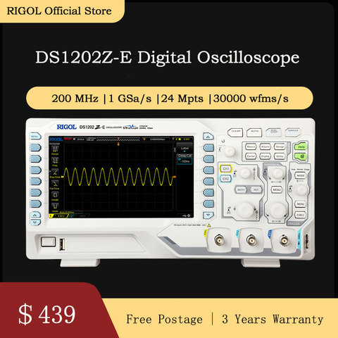 RIGOL-osciloscopio Digital, DS1202Z-E, 200MHz, 2 canales analógicos ► Foto 1/4